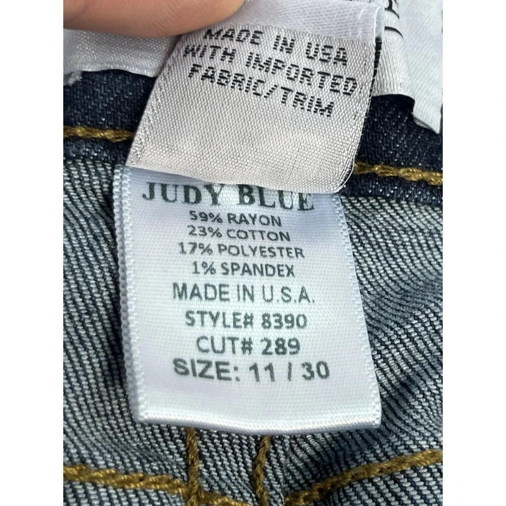 Judy Blue Jeans Skinny Tapered Leg 11x30 Denim Dark Wash Preppy USA Stretch